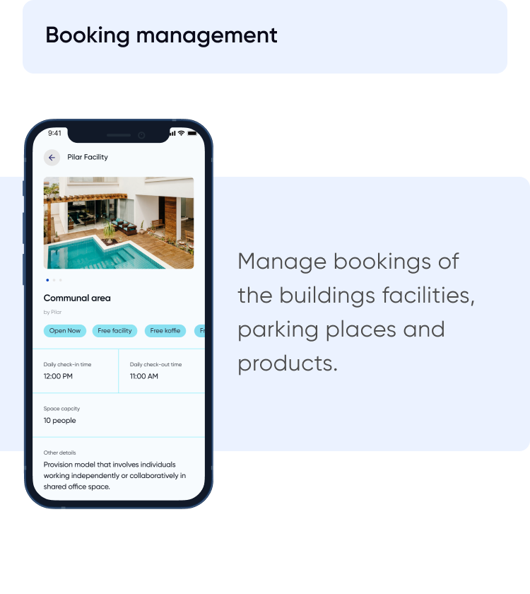 AIRE PMS Booking management feature on mobile device