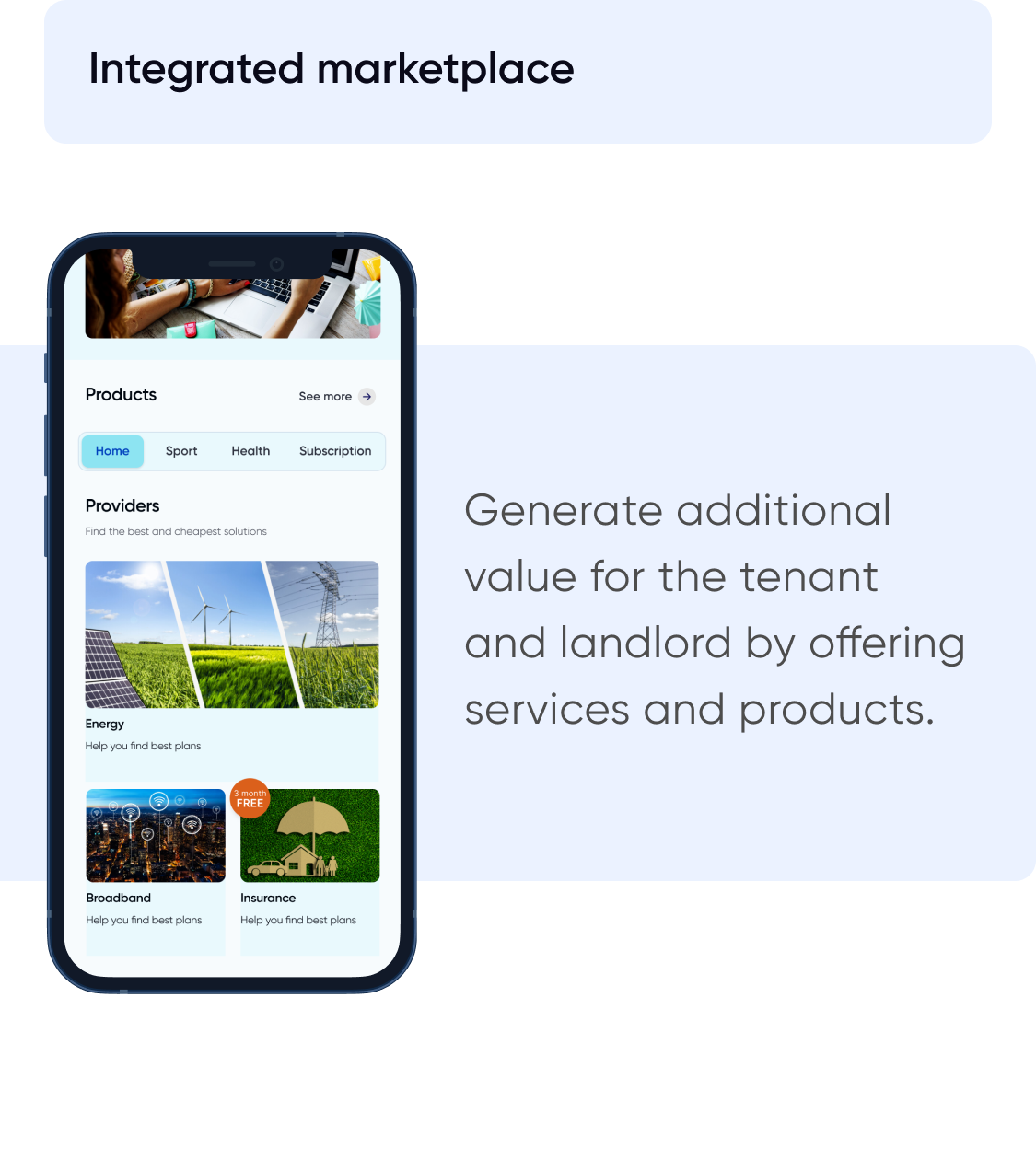 AIRE PMS Integrated marketplace feature on mobile device